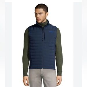 Lands' End Men's 800 Down Vest Sz L Navy Blue Packable Outdoor Lightweight